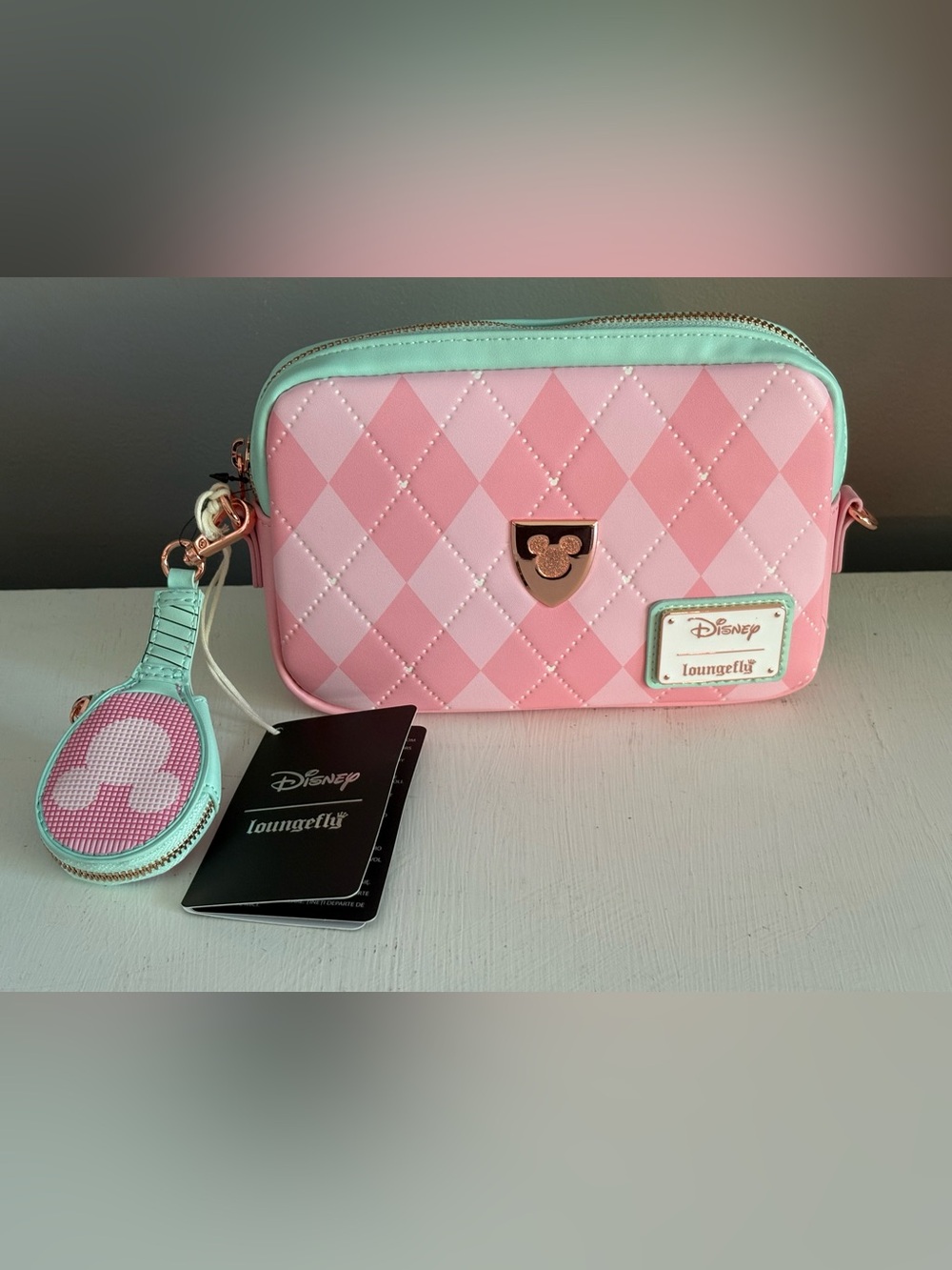 Loungefly Disney Mickey & Friends Tennis Sling Crossbody Bag w/Coin Bag